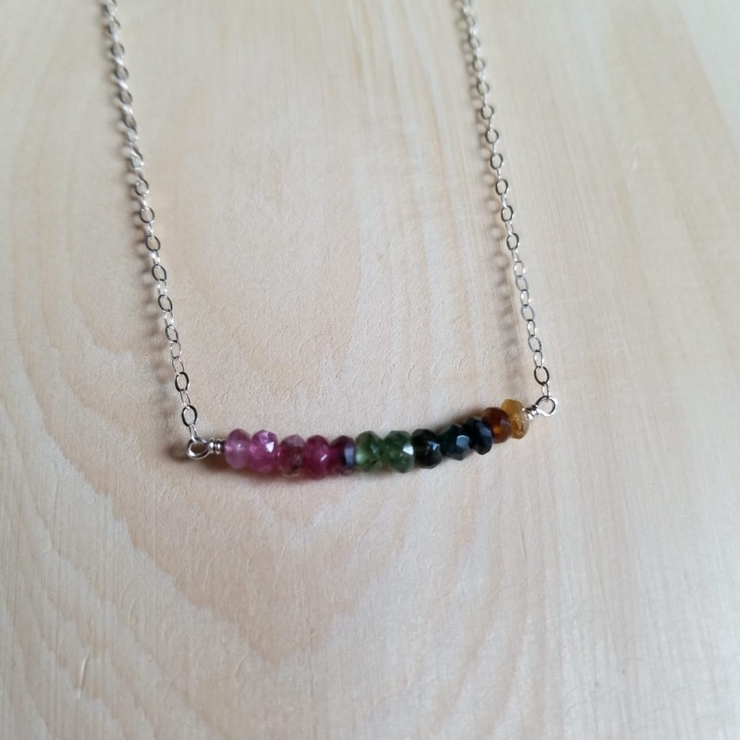 Rainbow Tourmaline Gemstone Necklace