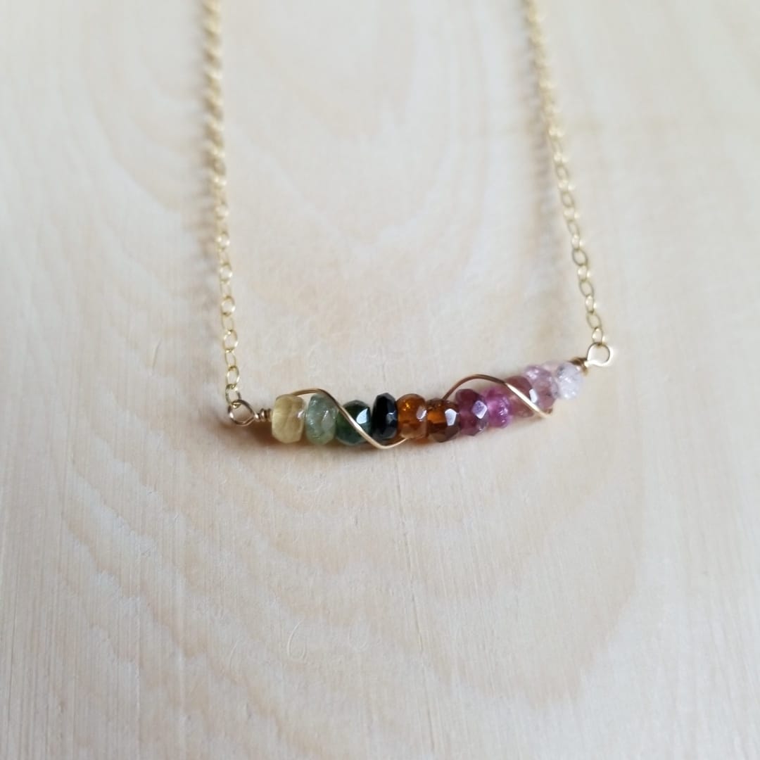 Rainbow Tourmaline Gemstone Necklace