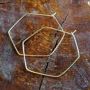 Hand-Hammered Hexagon Earrings: Choose your metal and size