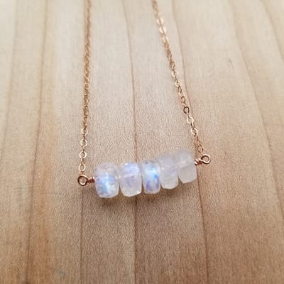 Faceted Moonstone- Large-bead Gemstone Necklace