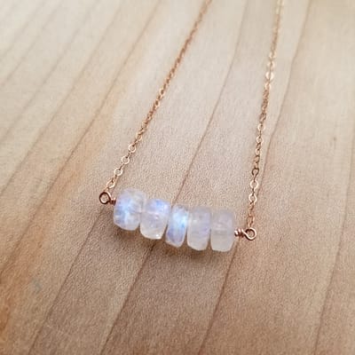 Faceted Moonstone- Large-bead Gemstone Necklace - Image 4