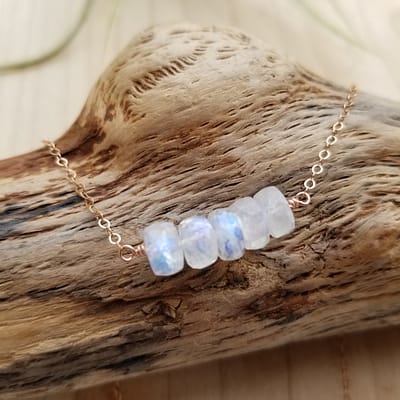 Faceted Moonstone- Large-bead Gemstone Necklace